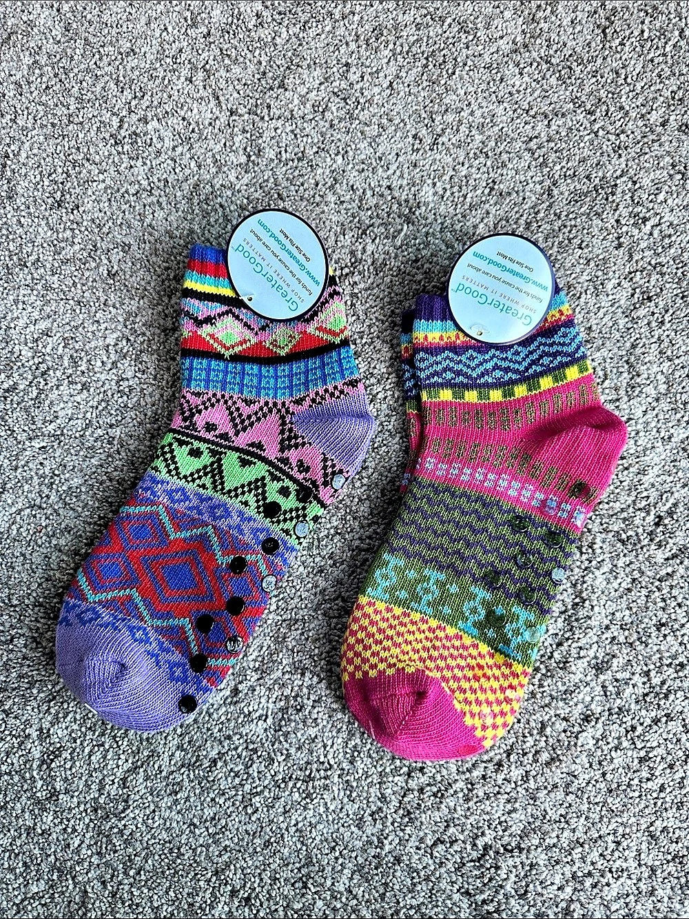 GreaterGood Women's Geometric Gripper Socks in Multicolor